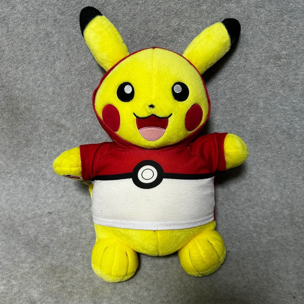 Build‑A‑Bear Pokémon Pikachu Plush 16" with Red Poké Ball Hoodie Official Stuffe